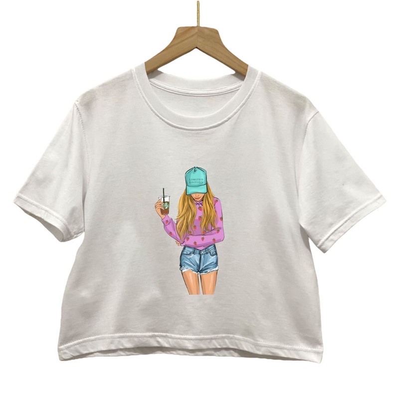 Crop top combed 30s motif girls