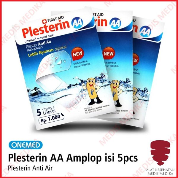 Onemed Plesterin AA Isi 5 p3k Plaster Luka Anti Kedap Air Trasnparan Elastis Plester Trasnparant Tape Bening