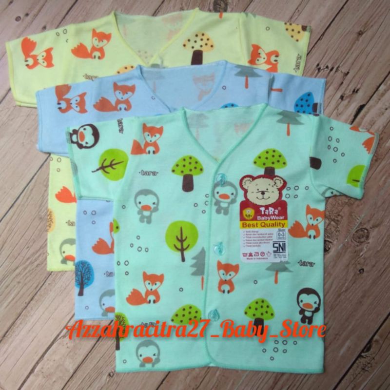 3PC Baju Bayi Tara Necci Lengan Pendek Newborn Warna Bahan Lembut dan SNI
