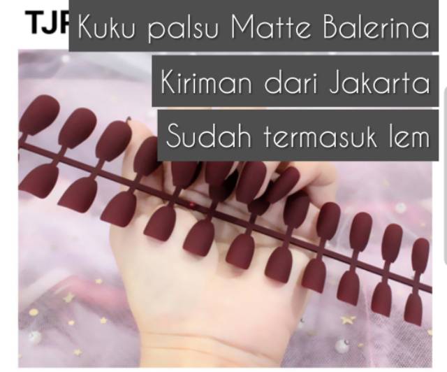 Kuku palau Matte coffin Balerina kuku palsu satin 24pc + lem