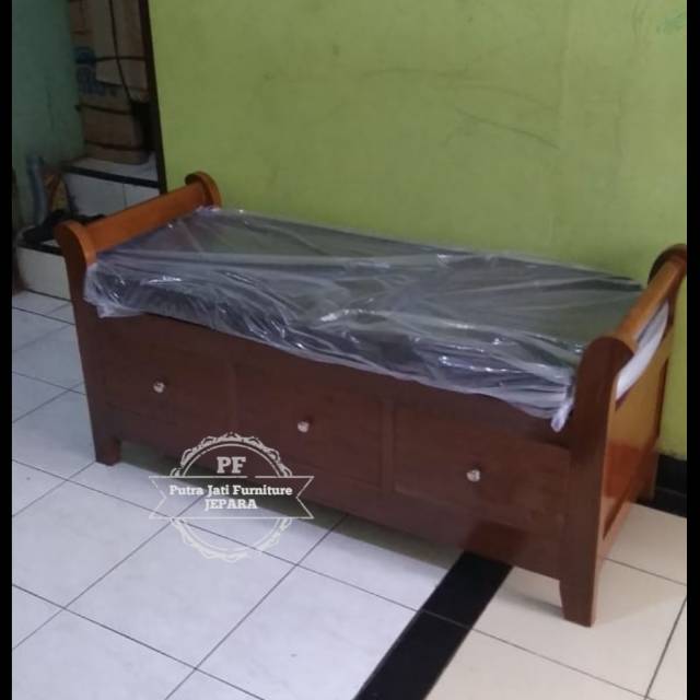 Kursi hias unik kayu jati - kursi laci bangku + busa