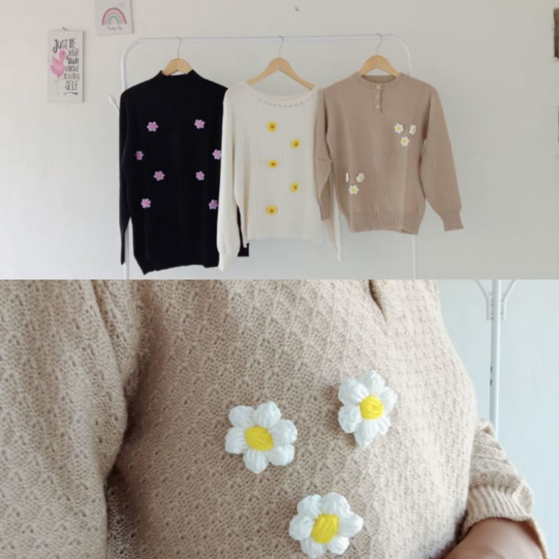 Knit Reworked Flower Daisy