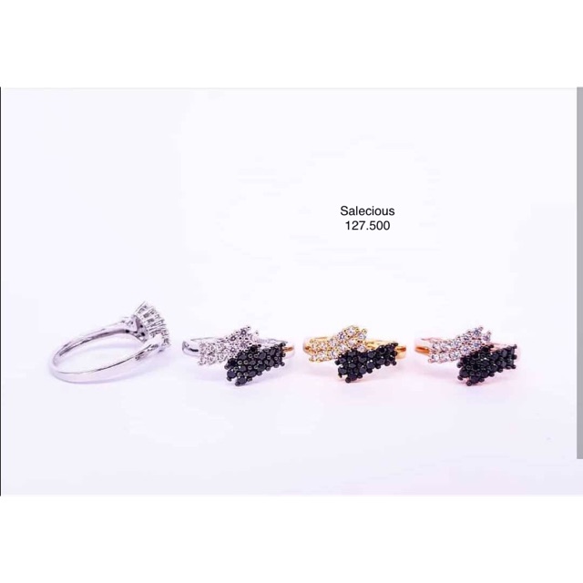 Cincin perhiasan Lapis emas luxury dengan zircon italy asli