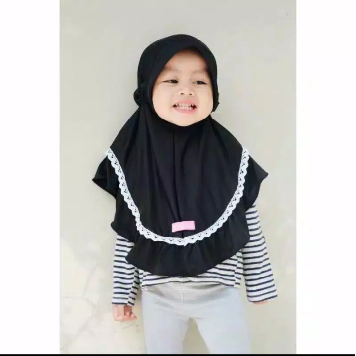 Jilbab Anak LUBNA Tali Rempel 0 - 3 Tahun Allsize Hijab Anak Lucu