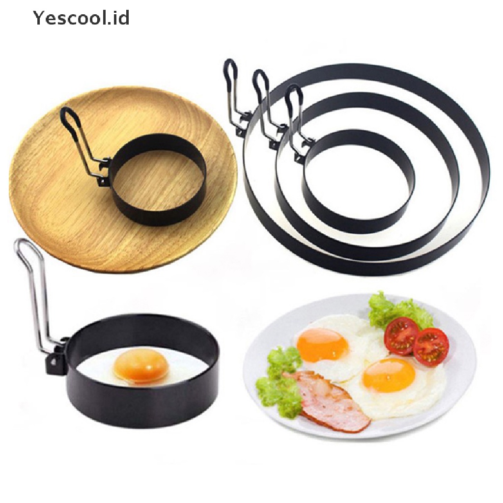 Cincin Cetakan Pancake Telur Goreng Bahan Logam Anti Lengket Ukuran 9 / 10 / 15 / 20cm