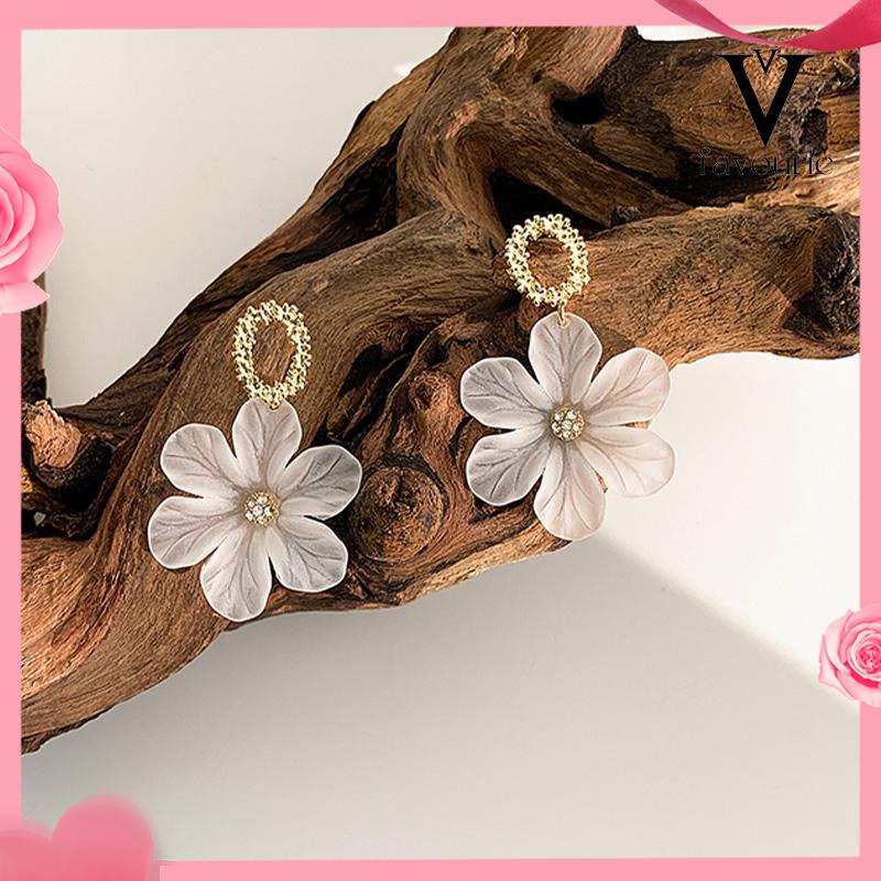 [COD]S925 Silver Needle Flower Shape Gaya Segar Anting Pejantan Cocok untuk Wanita-FA