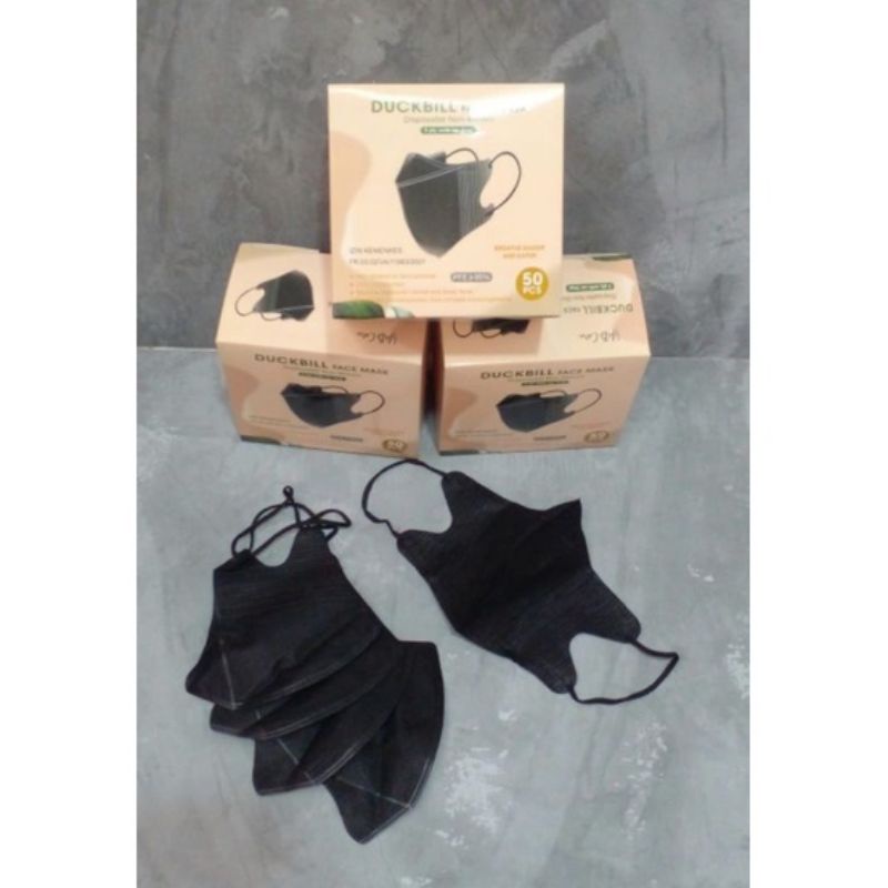 Masker Duckbill YnB Care Original warna Hitam isi 50pcs