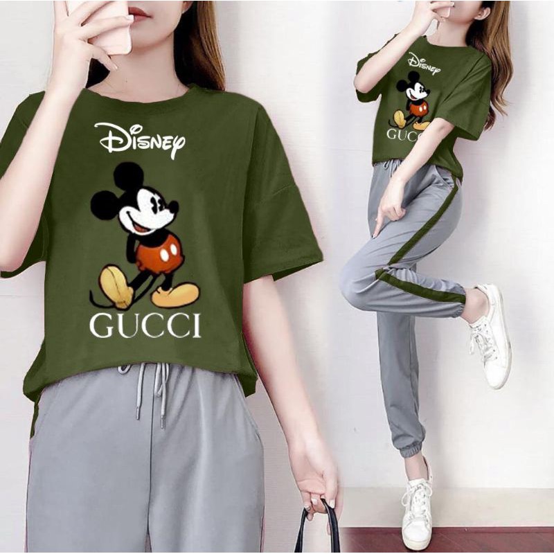 Baju Setelan Training Wanita Olahraga Disney Micky Gucci (COD)
