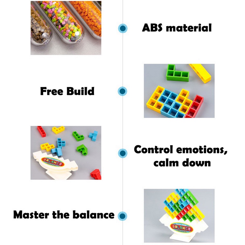 Mainan Puzzle Balok Bangunan Menara Tetra Tetris Balance DIY Untuk Anak