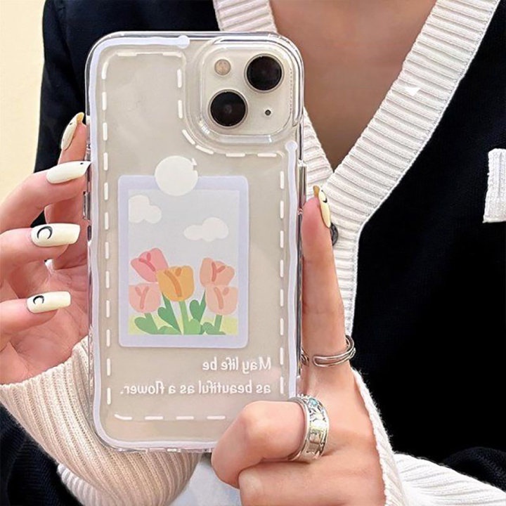 Soft Case Transparan Motif Bunga Tulip Untuk iPhone 13 11 12 Pro Max X XR XS Max 7 8 Plus SE 2020 2022