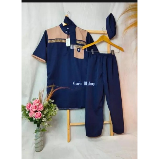 koko sultan koko anak laki-laki usia 1-12 Tahun / baju muslim anak / koko anak satu set flus syal