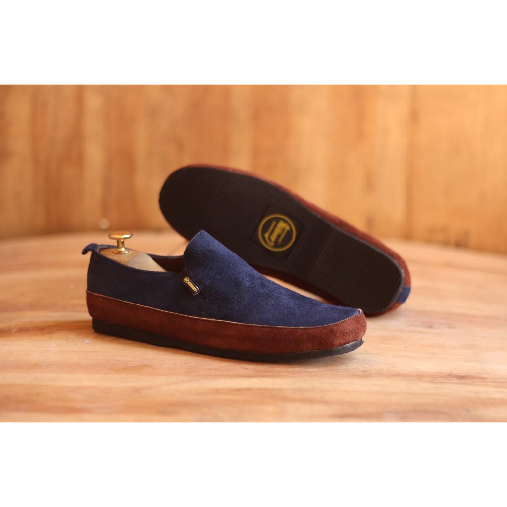 Sepatu santai slip On slop Kasual Pria Kulit Suede CEVANY MARIO ORIGINAL sepat