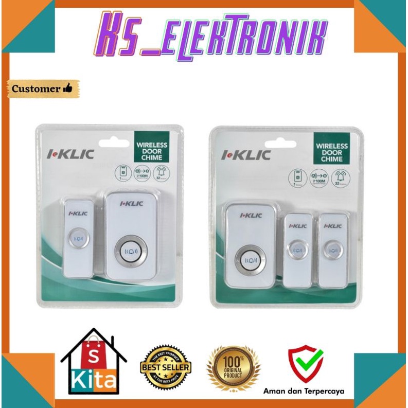 I-KLIC BELL PINTU WIRELESS 1 & 2 TRANSMITER/BELL PINTU TANPA KABEL