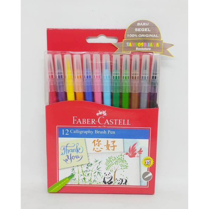 

(BISA COD) Calligraphy Brush Pen Faber Castell - 12 Colors MURAH Kode 692