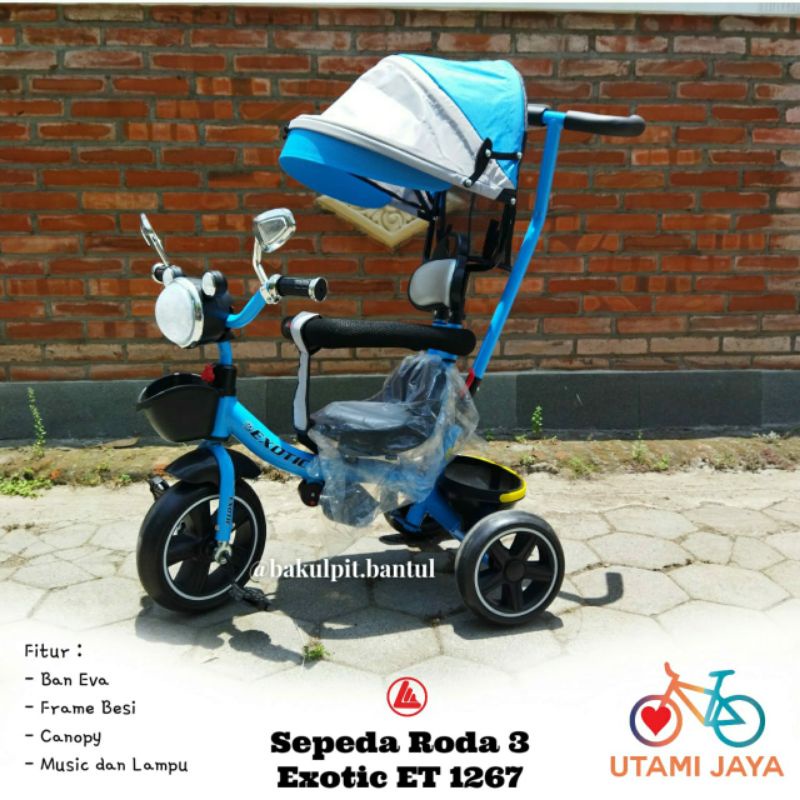 Sepeda Anak Roda 3 Tiga Tricycle Exotic ET 1267 by Pacific  | Sepeda Roda 3 Exotic ET 1267