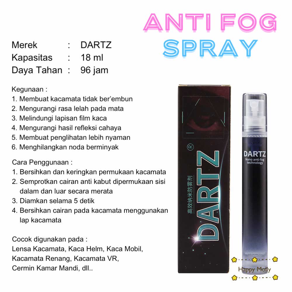 1 Botol Dartz Original Anti Fog Spray - Cairan Pembersih Lensa Kacamata - ASLI - DARTZ