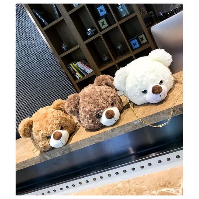 SKY - Slingbag Boneka Terbaru / Tas Selempang Kepala Boneka Teddy Bear / Tas Selempang Cewek