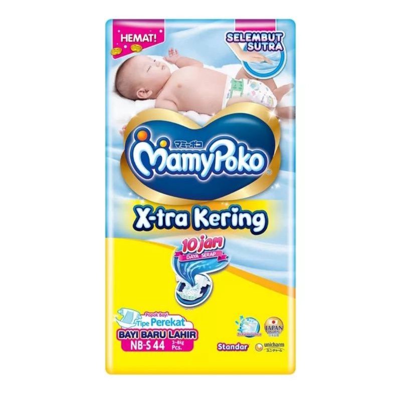 MamyPoko X-tra Kering NB-S44 Tipe Perekat Pampers Popok Bayi Baru Lahir
