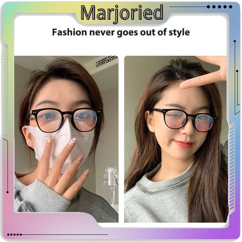 Gradient Pink Blush Glasses Wanita Trendi Wajah Bulat Kacamata Bingkai Hitam untuk Foto-MJD