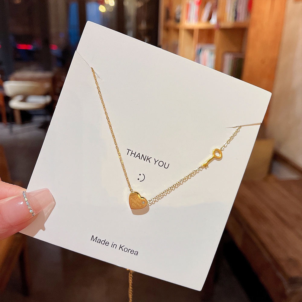 XiaoboACC Kalung Rantai Klavikula 18K Gold Titanium Steel Liontin Alfabet Love Ukuran Untuk Wanita - 38CM + 6CM