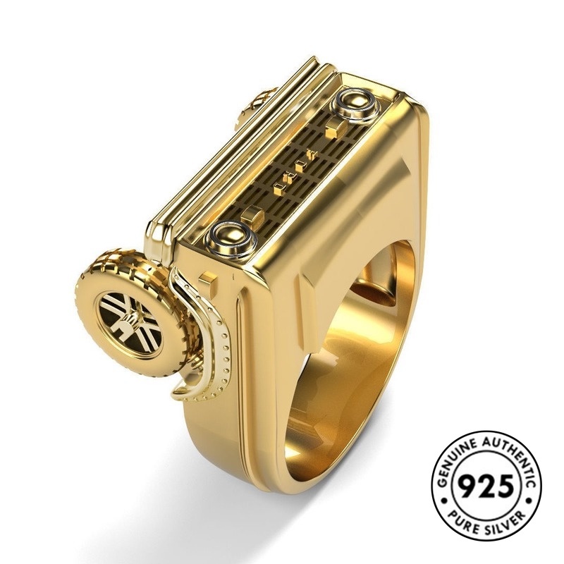 Cincin Lapis Silver 925 Model Mobil Punk Untuk Pria