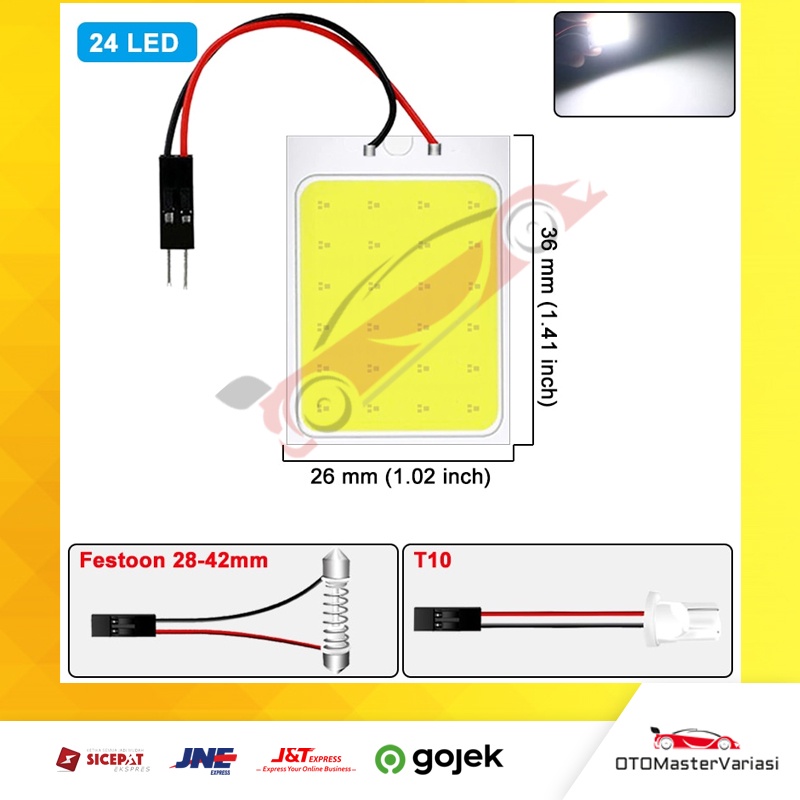 Lampu Kabin Cabin Mobil LED plafon Mobil Interior Festoon T10 24 Titik Super Terang Universal