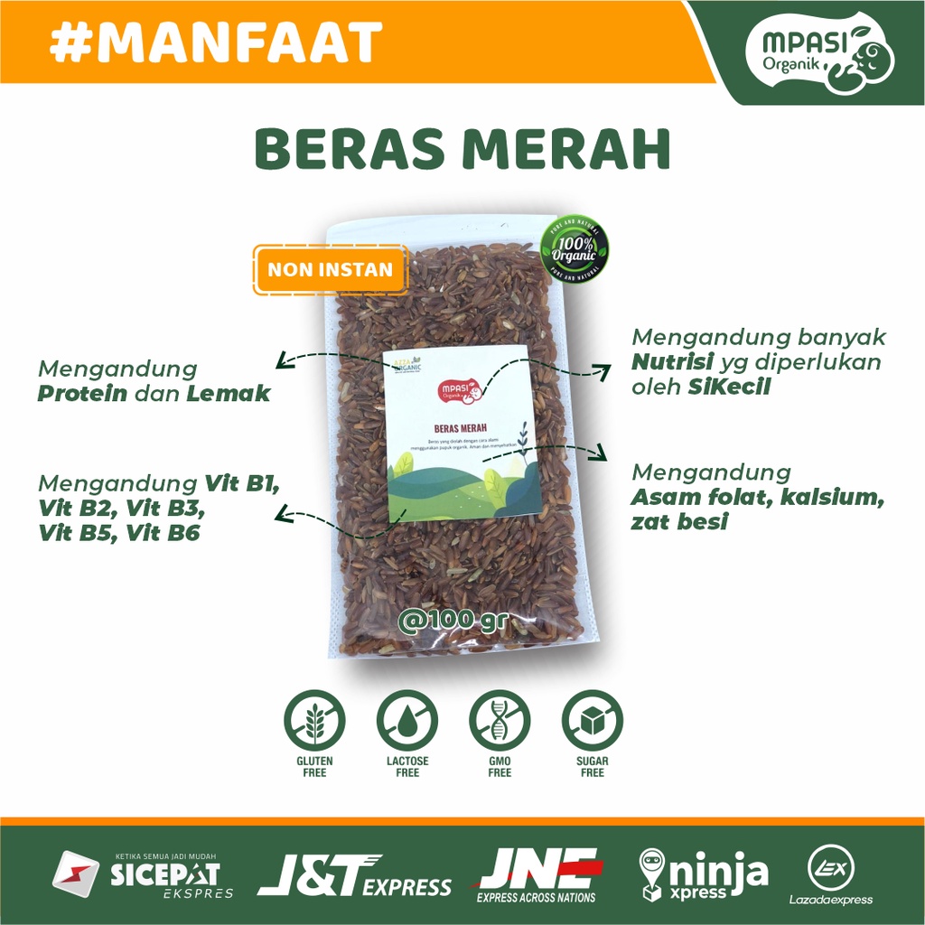 BERAS MERAH ORGANIK | BERAS MPASI ORGANIK | MAKANAN BAYI | MAKANAN SEHAT