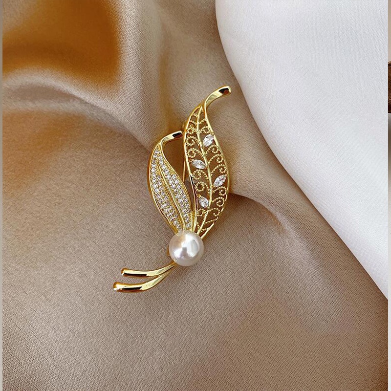 Candy Jewelry Fashion Korean Butterfly Brooches Gold Color Pearl Brooch Pins Rhinestone Breastpin for Women bros hijab-#28