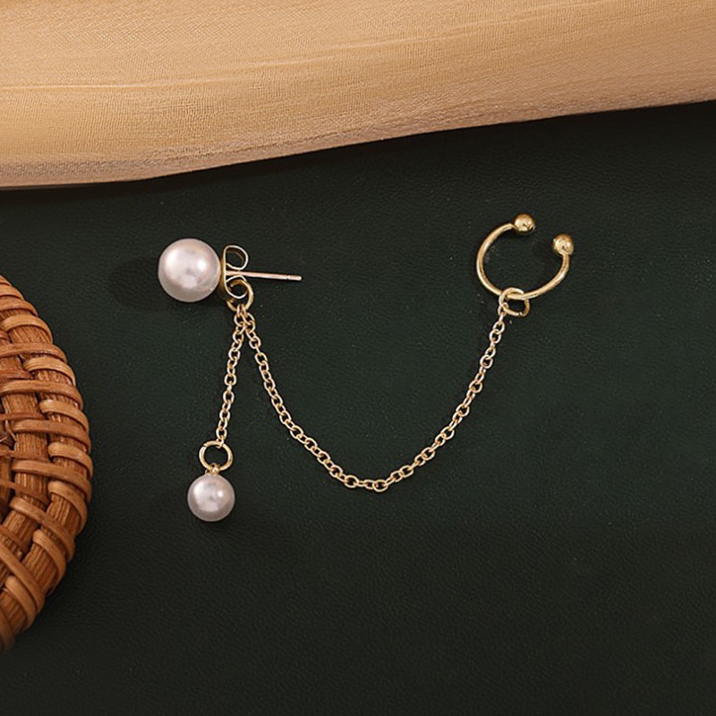 Anting Tusuk Gantung Bahan Sterling silver 925 Desain Rumbai + Mutiara Gaya Korea / Mewah Untuk Wanita