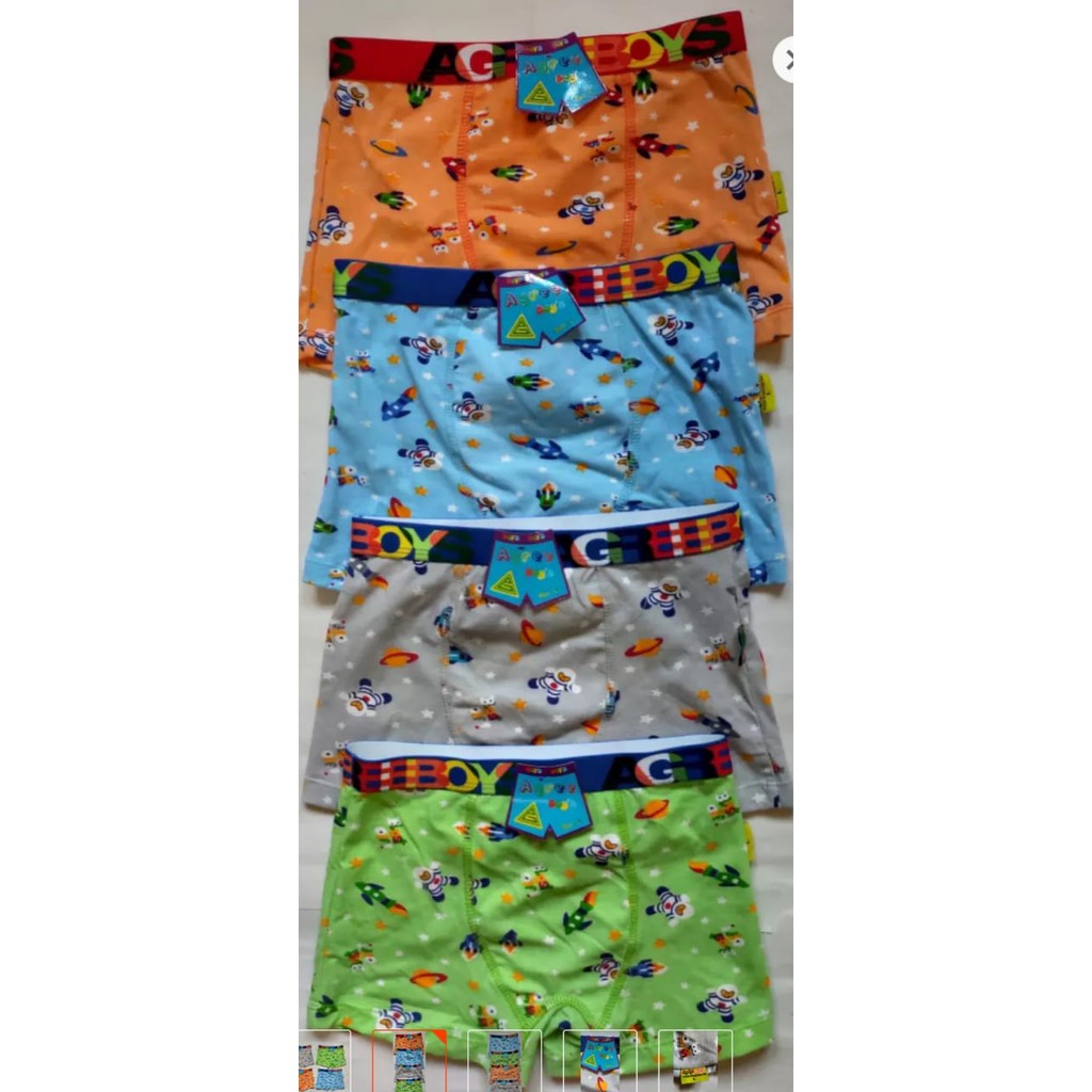 Agree Boys - 1 Pcs Celana Dalam, Pakaian Dalam, Boxer Anak laki-laki ( Karet luar Warna )