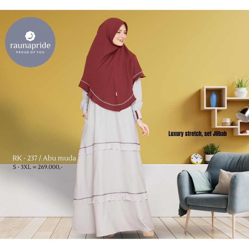 Gamis Rauna Set Jilbab / RK - 234,235, 236 , 237 / Fashion Muslim