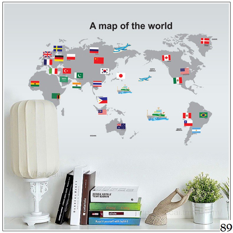 

Wallsticker 89 World Map Grey