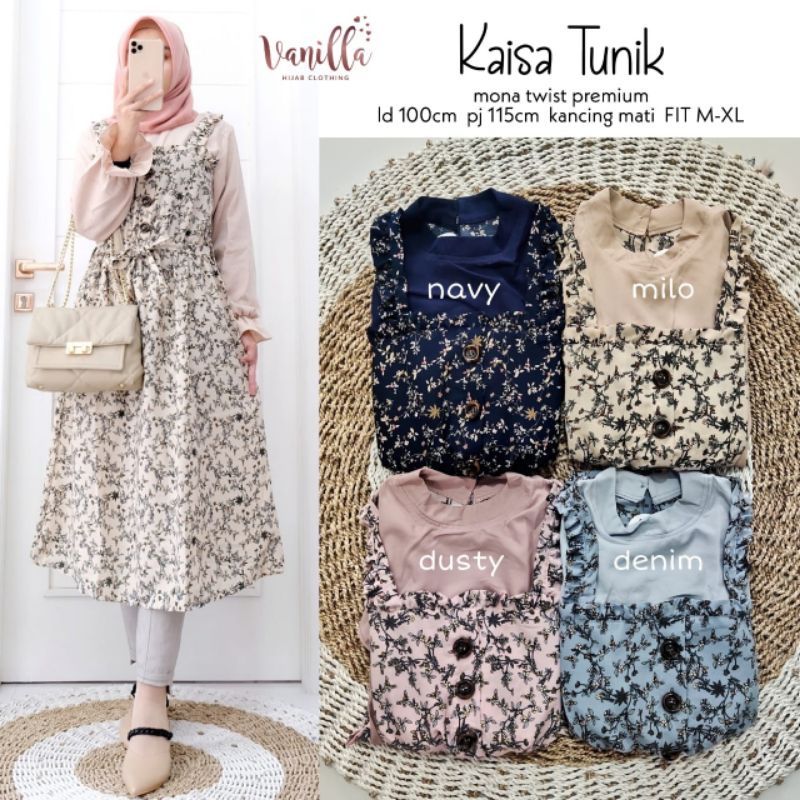 TUNIK MONA TWIST PREMIUM MOTIF BUNGA KAISA TUNIK BY VANILLA