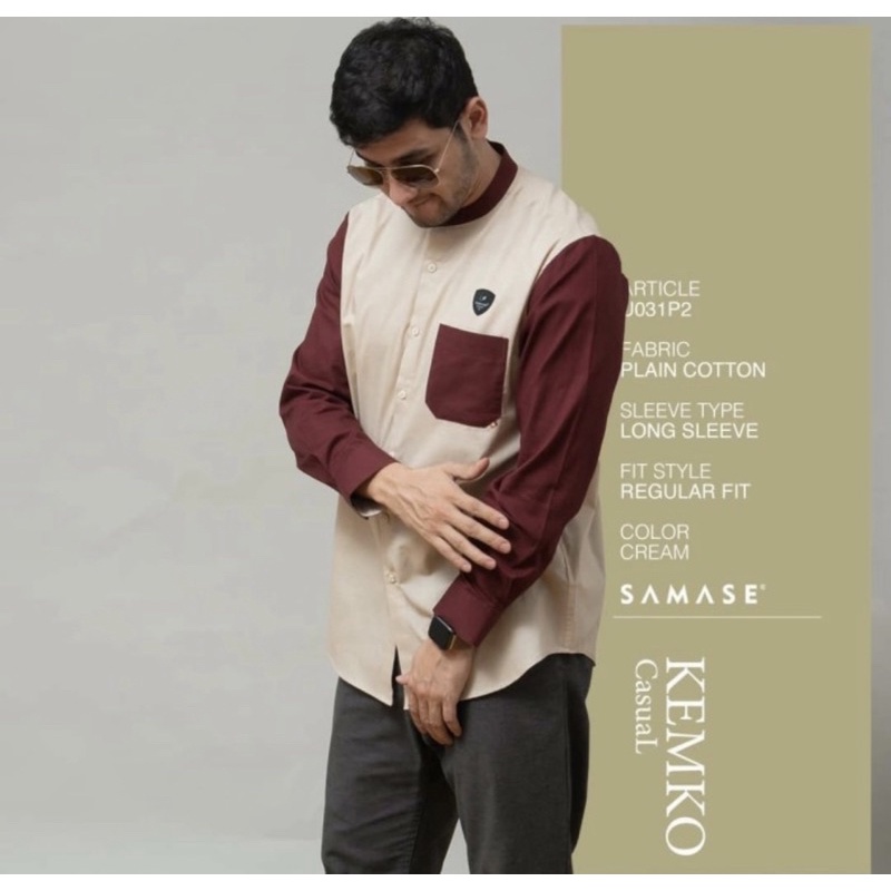 baju kemko kemeja koko SAMASE CASUAL lengan panjang U031P