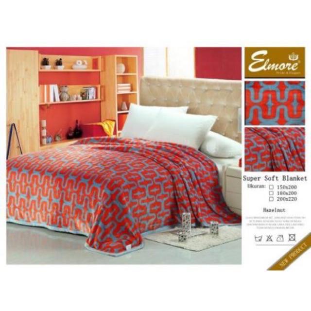 Selimut Dewasa Bulu Flanel Halus Tebal Jumbo Premium Motif Bunga / Floral Merk Elmore Ukuran 180x200 &amp; 200x220