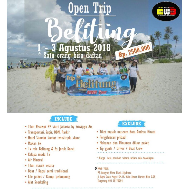 Open Trip Paket Wisata Belitung 3 Hari 2 Malam