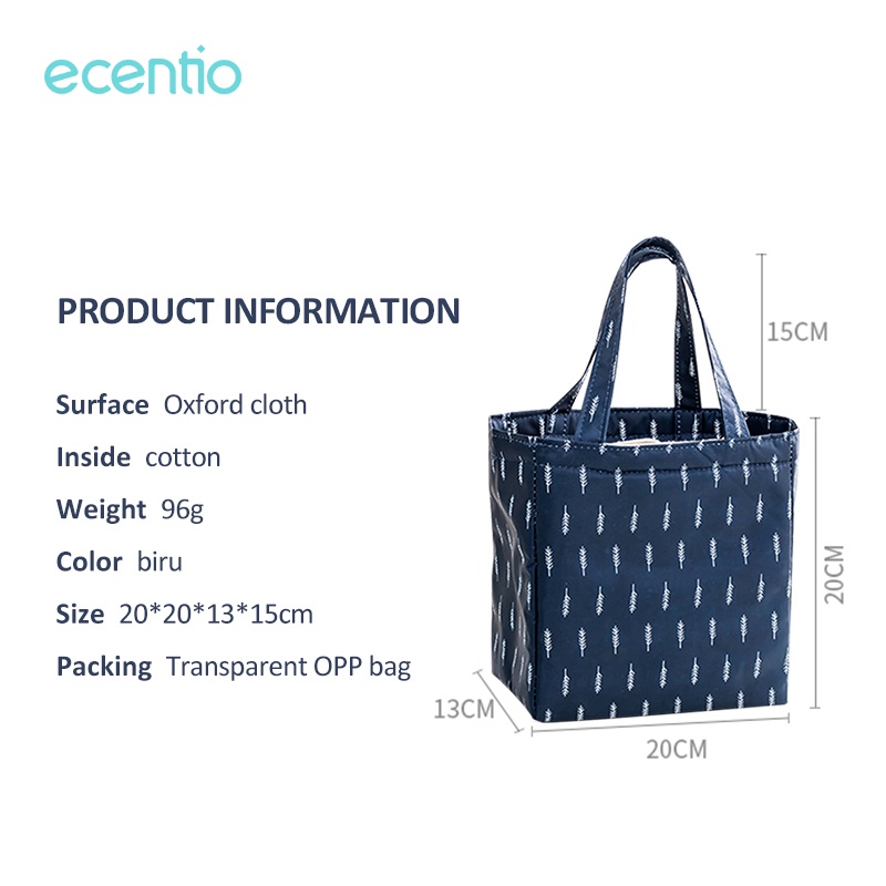 ecentio Tas Bekal/tas bekal lunch bag/Alumunium Foil /Tote bag Waterproof Big tas lunch