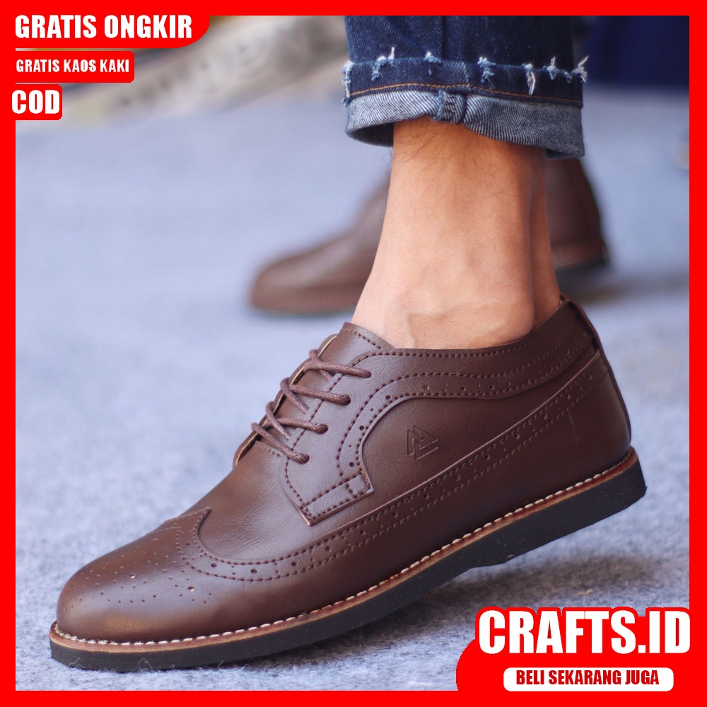 CRAFTS X SAGA Sepatu Formal Casual Kulit Syntetic Sepatu Casual Pantofel Kerja Kantor Kondangan Cowok Pria