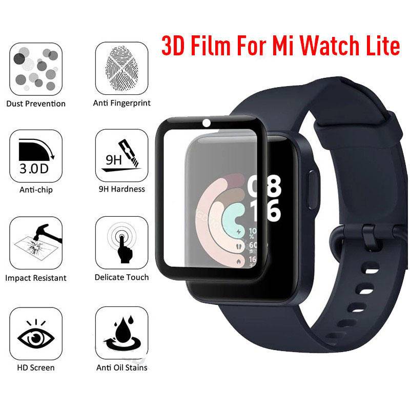 REDMI Pelindung Layar Tempered Glass 3D Full Cover Anti Radiasi Untuk Xiaomi Watch S1 Active / ColorSport / POCO 2 Lite