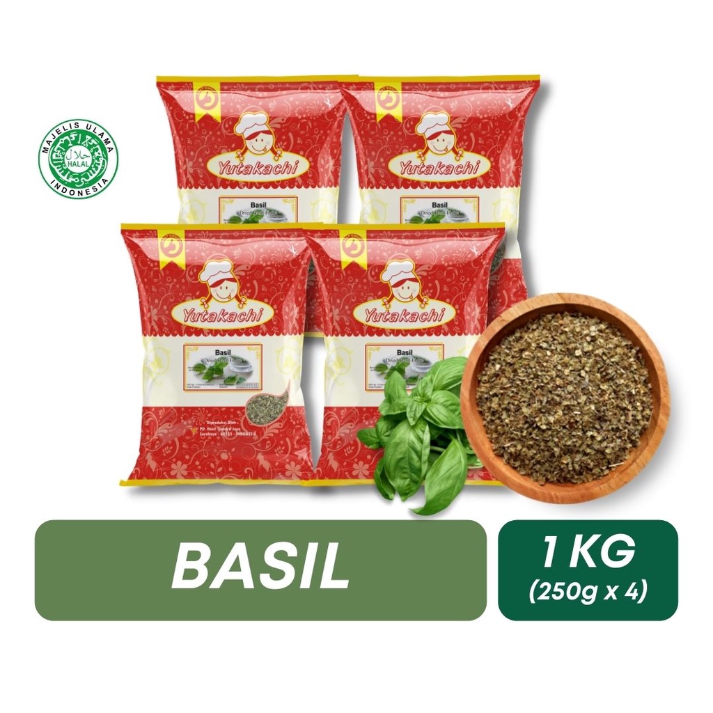 

Basil 1 Kg (250g x 4) Yutakachi / Dried Basil / Daun Basil Kering