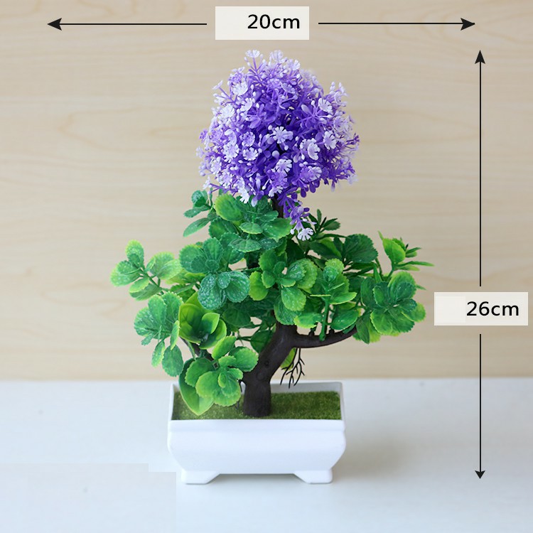 Kunataruma Pot Tanaman Mini Hias Bunga Plastik Artificial Daun Rambat Dekorasi Monstera Kering-Lavender