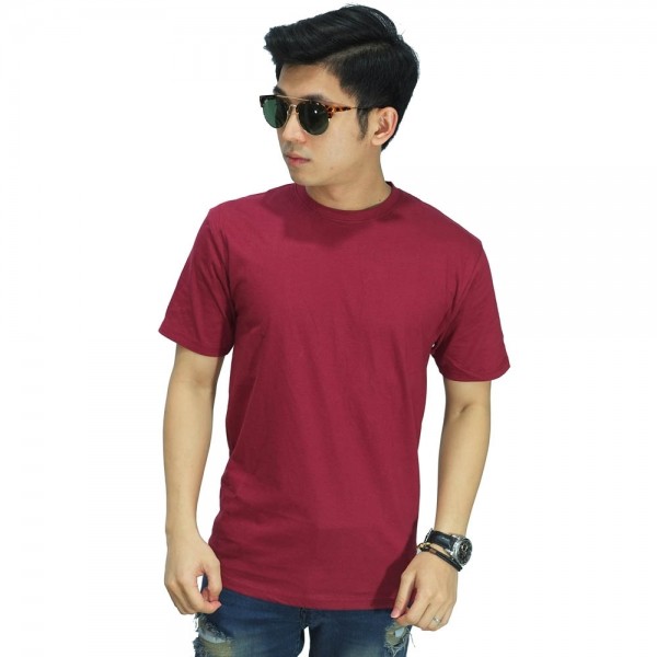 Kaos Polos Pendek O-Neck Maroon/ kaos polos merah maroon pria #smon #smon keren
