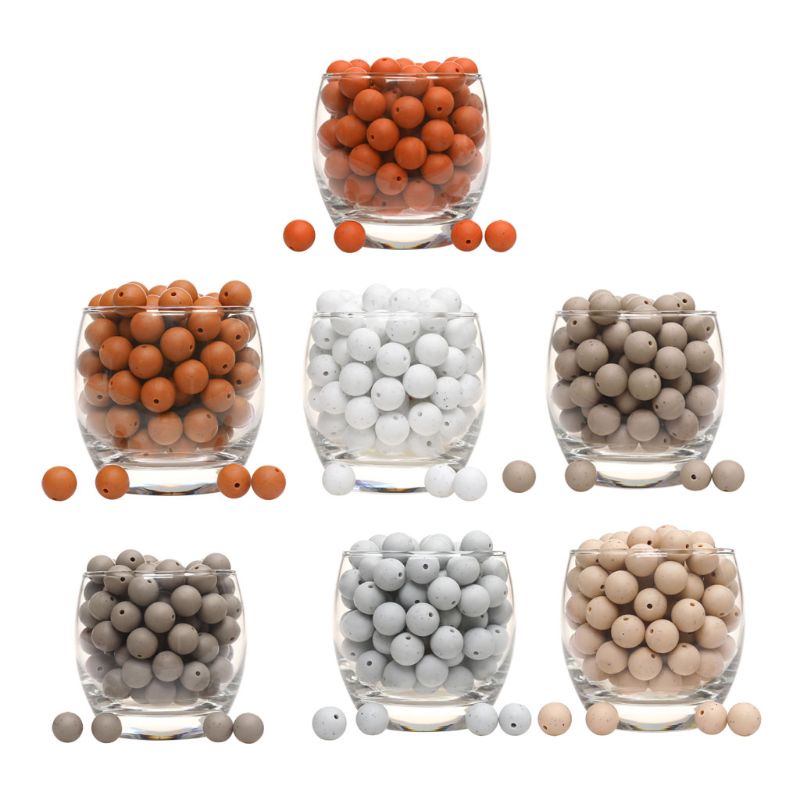 Mary 20pcs / lot Manik-Manik Silikon Bulat Diameter 15mm Untuk Teether Bayi DIY