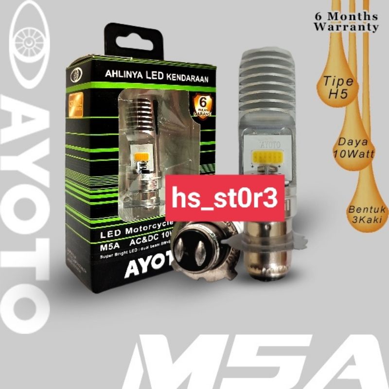Lampu Motor Depan Led AYOTO M5A AC/DC Watt 10 Piringan Kaki 3-2