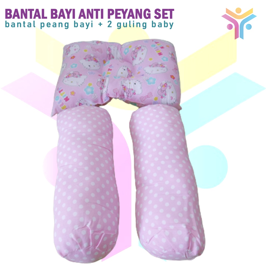 23 || BANTAL BAYI ANTI PEYANG SET bantal peang bayi + 2 guling baby / kado lahiran terbaik BABY GIFT SET