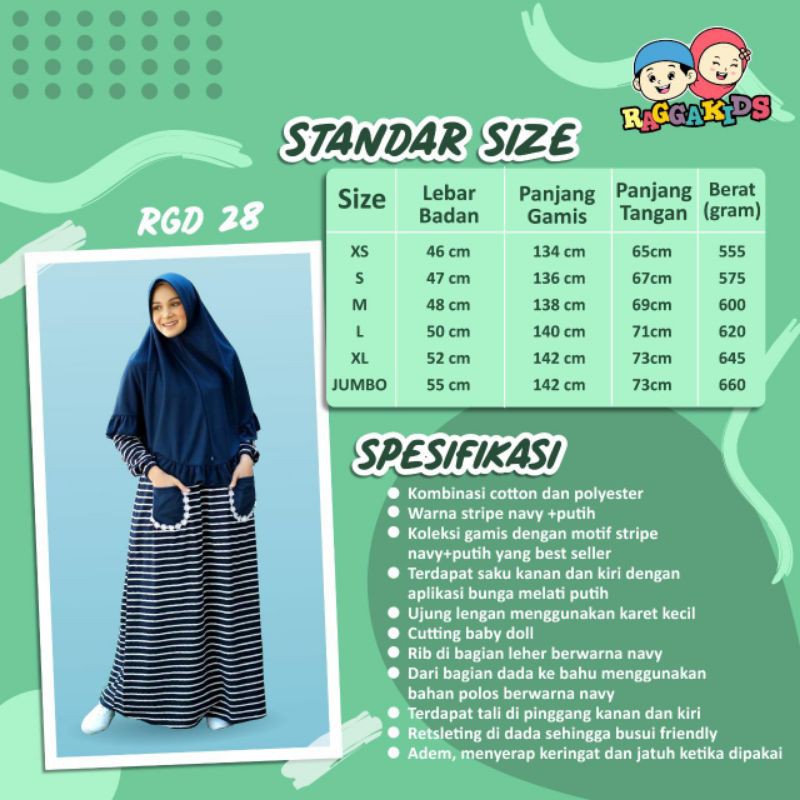 Gamis anak Raggakids RG62 navy