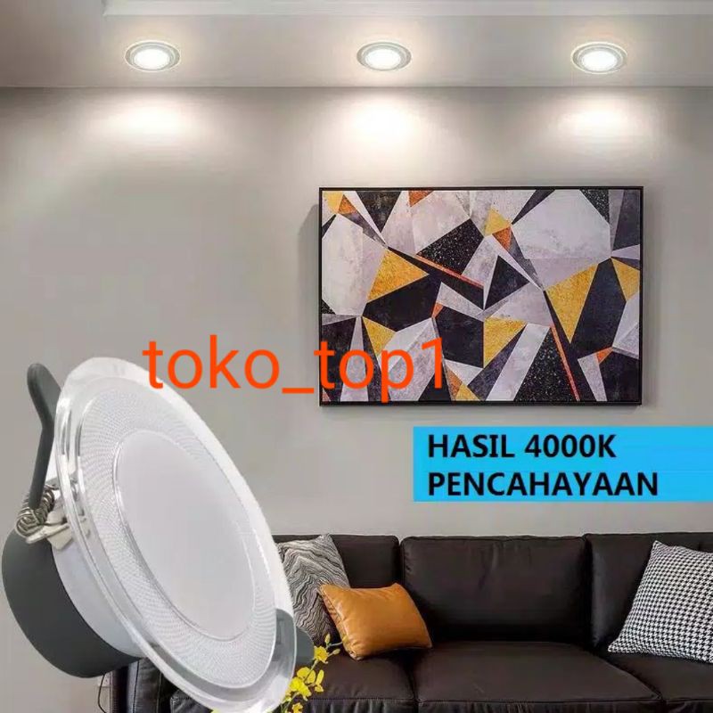 Lampu downlight  6watt 3 warna /pinggir benin  / panel led 3 warna / lampu led 3 warna