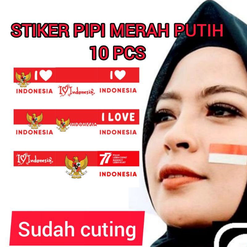 10 pcs Stiker pipi merah putih 4x2.5 sudah potong