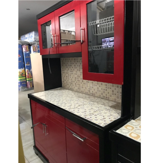 Lemari Makan / Rak Piring kayu 3 Pintu shanghai