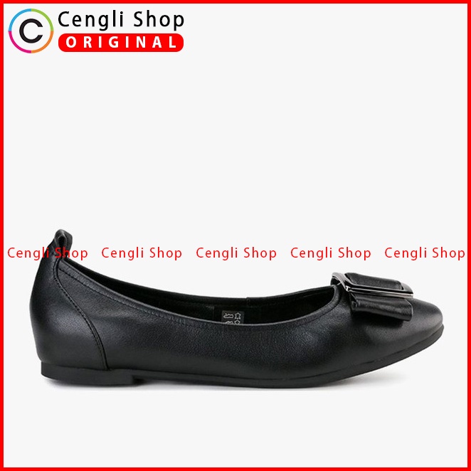 SEPATU FLAT KULIT ANDREW WANITA ORIGINAL CASUAL BRANDED HITAM ANW08